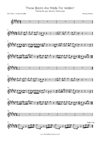 Nancy Sinatra  score for Tenor Saxophone Soprano (Bb)