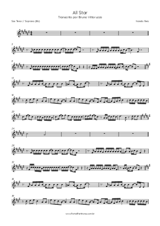 Nando Reis All Star score for Tenor Saxophone Soprano (Bb)