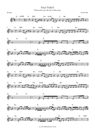 Nando Reis Azul Febril score for Keyboard