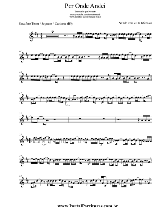 Nando Reis  score for Clarinet (Bb)