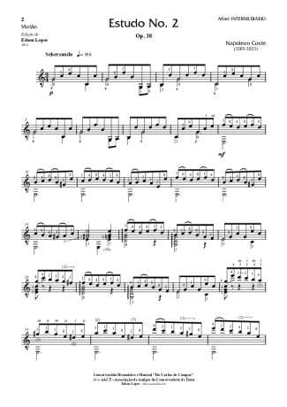Napoléon Coste Estudo Op. 38 Nr 02 score for Acoustic Guitar