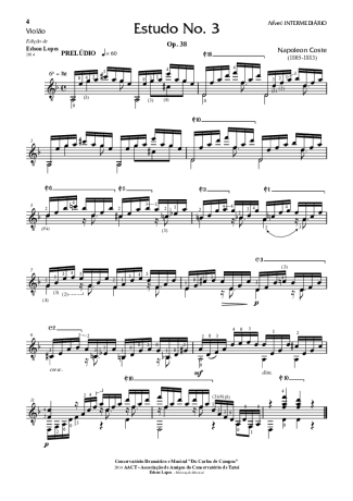 Napoléon Coste Estudo Op. 38 Nr 03 score for Acoustic Guitar