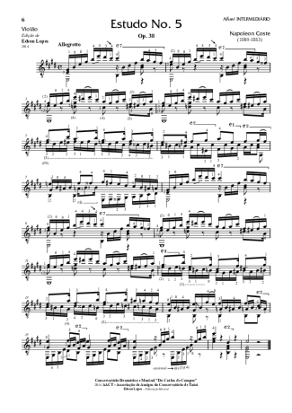 Napoléon Coste Estudo Op. 38 Nr 05 score for Acoustic Guitar