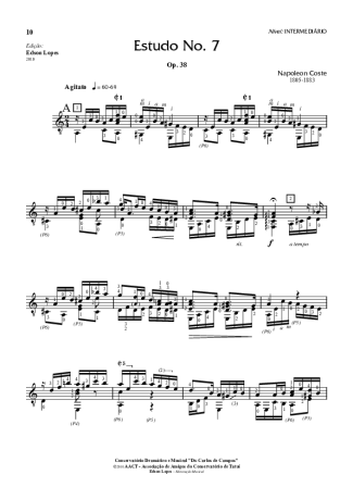 Napoléon Coste Estudo Op. 38 Nr 07 score for Acoustic Guitar