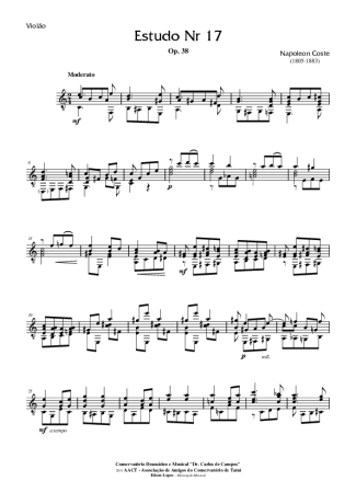 Napoléon Coste Estudo Op. 38 Nr 17 score for Acoustic Guitar