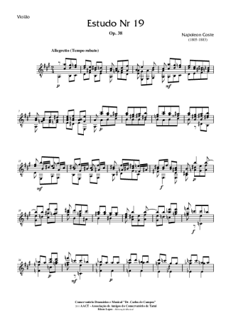 Napoléon Coste Estudo Op. 38 Nr 19 score for Acoustic Guitar