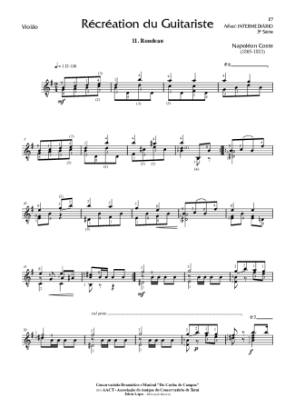 Napoléon Coste Recreation du Guitariste Op. 51 Nr 11 score for Acoustic Guitar
