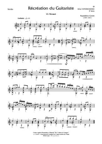 Napoléon Coste Recreation du Guitariste Op. 51 Nr 12 score for Acoustic Guitar