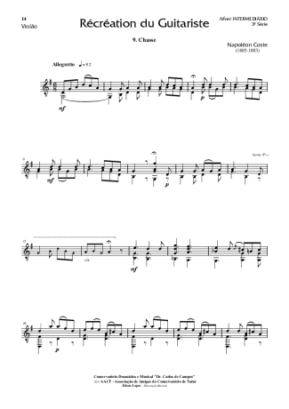 Napoléon Coste Recreation du Guitariste Op. 51 Nr 9 score for Acoustic Guitar