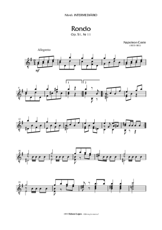 Napoléon Coste Rondo Op. 51 Nr 11 score for Acoustic Guitar