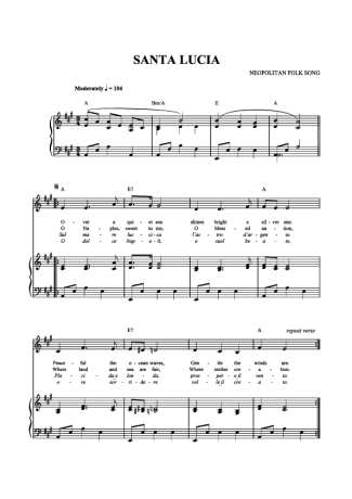 Napolitan Folk Santa Lucia score for Piano