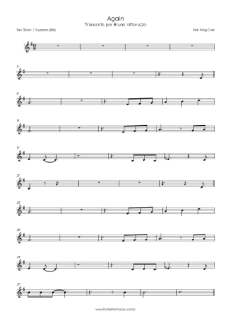 Nat King Cole  score for Tenor Saxophone Soprano (Bb)