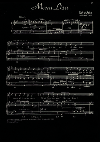 Nat King Cole  score for Piano