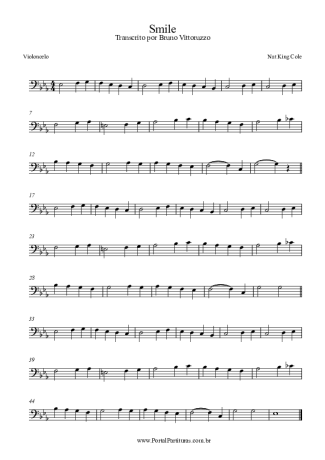 Nat King Cole Smile score for Cello