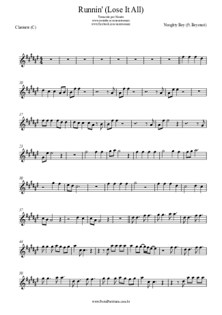 Naughty Boy Runnin´ (Lose It All) score for Clarinet (C)