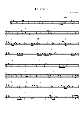 Neil Sedaka Oh Carol  score for Tenor Saxophone Soprano Clarinet (Bb)