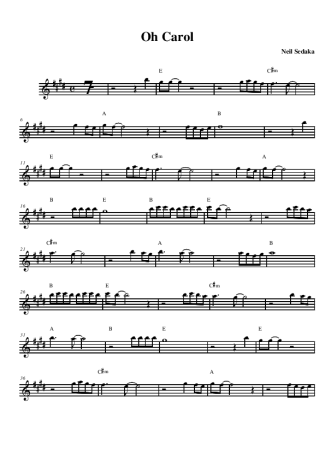 Neil Sedaka Oh Carol score for Alto Saxophone