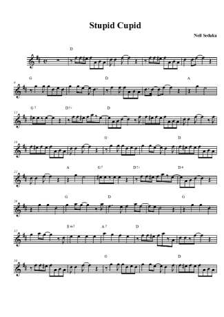 Neil Sedaka Stupid Cupid score for Tenor Saxophone Soprano (Bb)