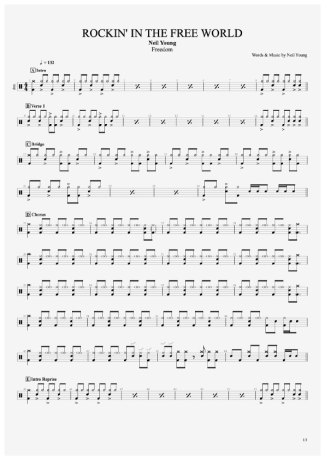 Neil Young Rockin´ In The Free World score for Drums