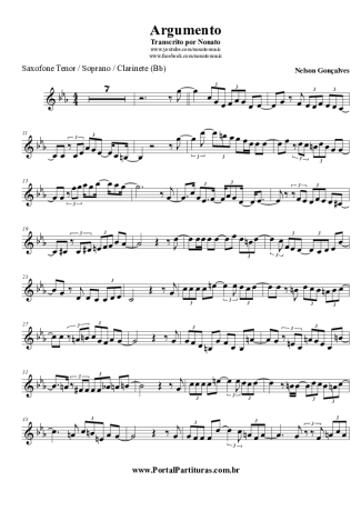 Nelson Gonçalves Argumento score for Clarinet (Bb)