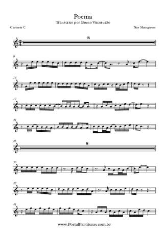 Ney Matogrosso Poema score for Clarinet (C)