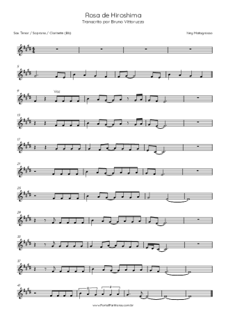 Ney Matogrosso Rosa De Hiroshima score for Tenor Saxophone Soprano (Bb)