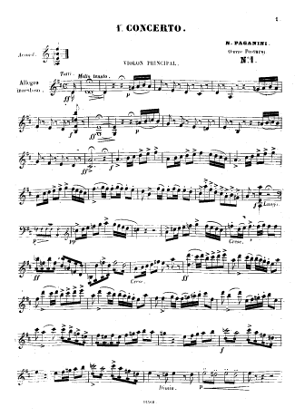 Niccolò Paganini Violin Concerto 1 Op 6 score for Violin