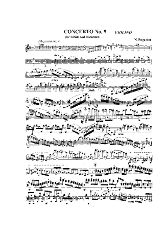 Niccolò Paganini Violin Concerto 5 score for Violin