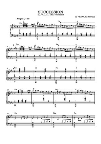 Nicholas Britell Succession score for Piano