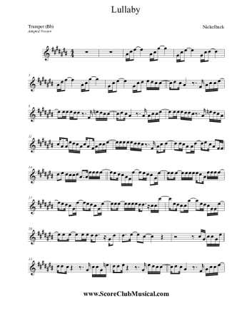 Nickelback Lullaby score for Trumpet