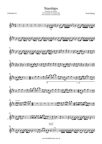 Nicki Minaj  score for Clarinet (C)