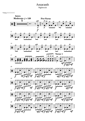 Nightwish Amaranth score for Drums