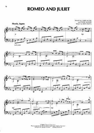 Nino Rota Romeo And Juliet score for Piano