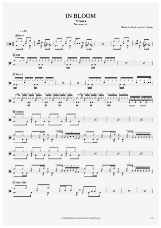 Nirvana In Bloom score for Drums