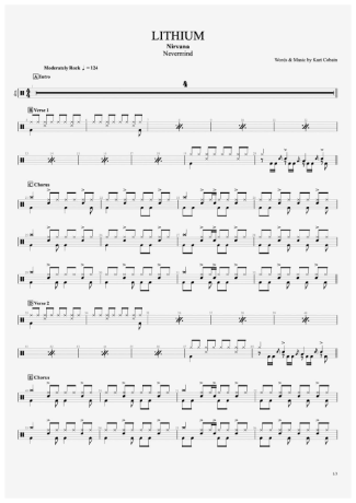 Nirvana Lithium score for Drums