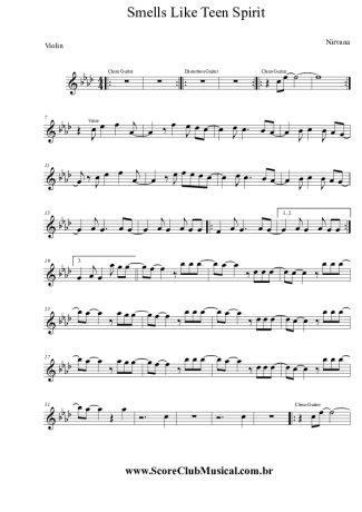 Nirvana Smells Like Teen Spirit score for Violin