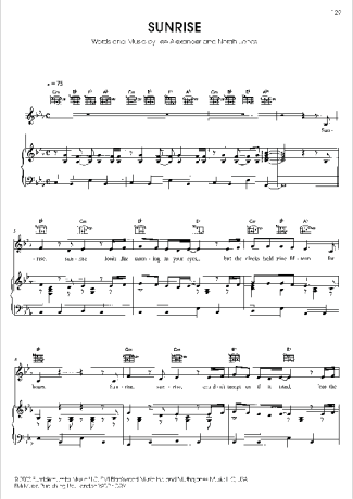 Norah Jones Sunrise score for Piano
