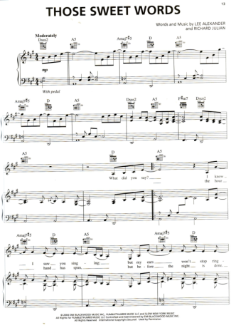 Norah Jones Those Sweet Words score for Piano