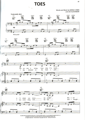 Norah Jones Toes score for Piano