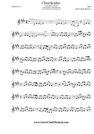 OMI Cheerleader (Felix Jaehn Remix) score for Clarinet (C)