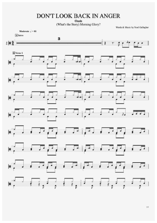 Oasis  score for Drums