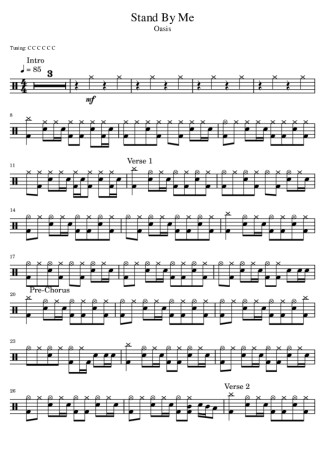 Oasis Stand By Me score for Drums