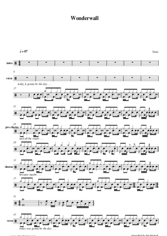 Oasis  score for Drums