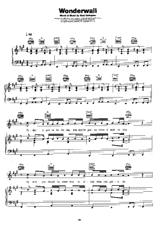 Oasis  score for Piano