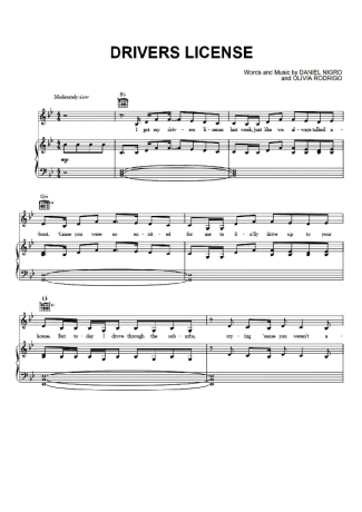 Olivia Rodrigo  score for Piano