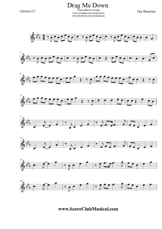 One Direction  score for Clarinet (C)