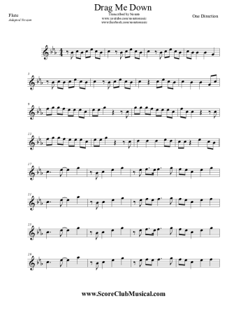 One Direction  score for Flute