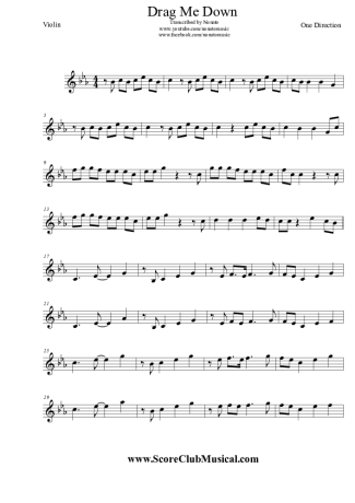 One Direction Drag Me Down score for Violin