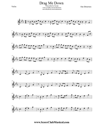 One Direction  score for Violin