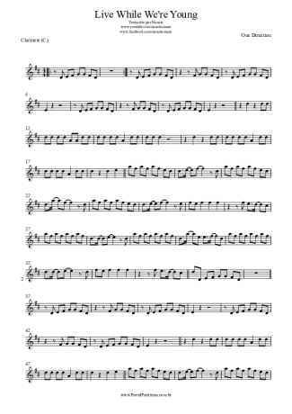 One Direction  score for Clarinet (C)